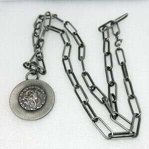 Vintage Sarah Coventry 1970s Astrological Zodiac Sagittarius Pewter Necklace 30"